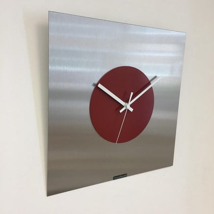 BeoXL - Wandklok THE SQUARE - RED CIRCLE - MODERN DUTCH DESIGN