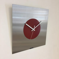 BeoXL - Wandklok THE SQUARE - RED CIRCLE - MODERN DUTCH DESIGN