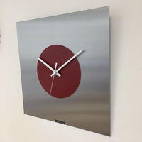 BeoXL - Wandklok THE SQUARE - RED CIRCLE - MODERN DUTCH DESIGN