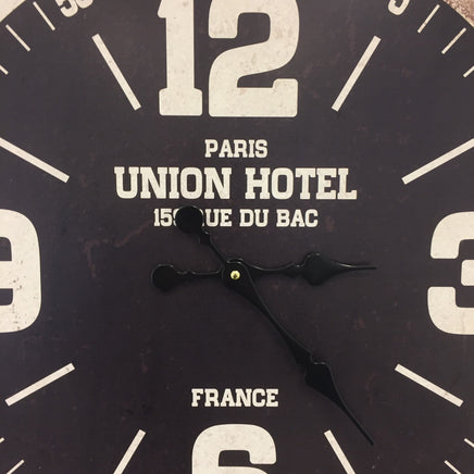 BeoXL - Wandklok UNION HOTEL ZWART RETRO INDUSTRIEEL DESIGN