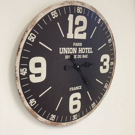 BeoXL - Wandklok UNION HOTEL ZWART RETRO INDUSTRIEEL DESIGN