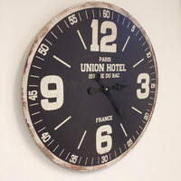 BeoXL - Wandklok UNION HOTEL ZWART RETRO INDUSTRIEEL DESIGN