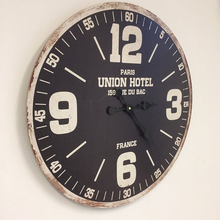 BeoXL - Wandklok UNION HOTEL ZWART RETRO INDUSTRIEEL DESIGN