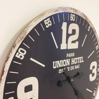 BeoXL - Wandklok UNION HOTEL ZWART RETRO INDUSTRIEEL DESIGN