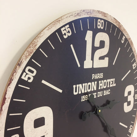BeoXL - Wandklok UNION HOTEL ZWART RETRO INDUSTRIEEL DESIGN