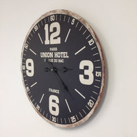 BeoXL - Wandklok UNION HOTEL ZWART RETRO INDUSTRIEEL DESIGN