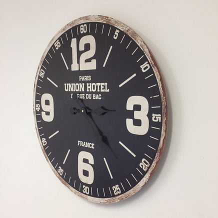 BeoXL - Wandklok UNION HOTEL ZWART RETRO INDUSTRIEEL DESIGN
