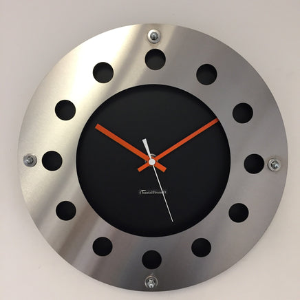 BeoXL - Wandklok mecanica zwart & silver orange wit pointer modern dutch design handgemaakt 40 cm