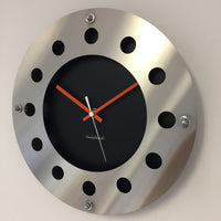 BeoXL - Wandklok mecanica zwart & silver orange wit pointer modern dutch design handgemaakt 40 cm