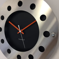 BeoXL - Wandklok mecanica zwart & silver orange wit pointer modern dutch design handgemaakt 40 cm
