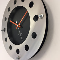 BeoXL - Wandklok mecanica zwart & silver orange wit pointer modern dutch design handgemaakt 40 cm
