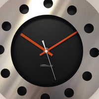 BeoXL - Wandklok mecanica zwart & silver orange wit pointer modern dutch design handgemaakt 40 cm