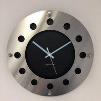 BeoXL - Wandklok mecanica zwart & silver blue wit pointer modern dutch design handgemaakt 40 cm