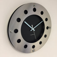 BeoXL - Wandklok mecanica zwart & silver blue wit pointer modern dutch design handgemaakt 40 cm