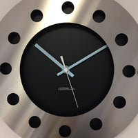 BeoXL - Wandklok mecanica zwart & silver blue wit pointer modern dutch design handgemaakt 40 cm