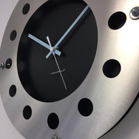 BeoXL - Wandklok mecanica zwart & silver blue wit pointer modern dutch design handgemaakt 40 cm