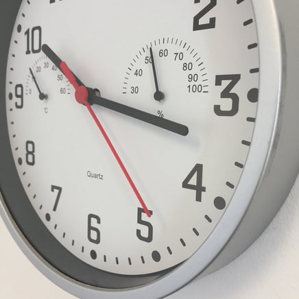 BeoXL - Wandklok Silver Thermo & Hygro Modern Design
