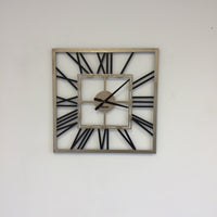 BeoXL - Wandklok SQUARE BLACK & GOLD modern industrieel design