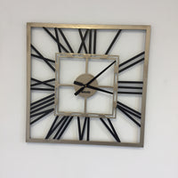 BeoXL - Wandklok SQUARE BLACK & GOLD modern industrieel design