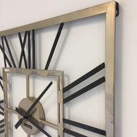 BeoXL - Wandklok SQUARE BLACK & GOLD modern industrieel design