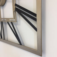 BeoXL - Wandklok SQUARE BLACK & GOLD modern industrieel design