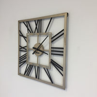 BeoXL - Wandklok SQUARE BLACK & GOLD modern industrieel design