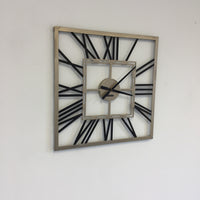 BeoXL - Wandklok SQUARE BLACK & GOLD modern industrieel design