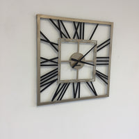 BeoXL - Wandklok SQUARE BLACK & GOLD modern industrieel design