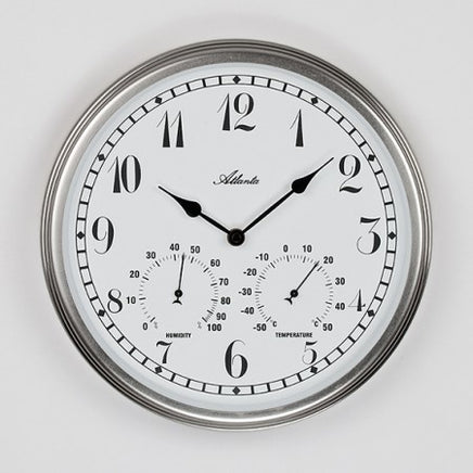 BeoXL - Wandklok Zilver TEMP & HYGRO MODERN DESIGN