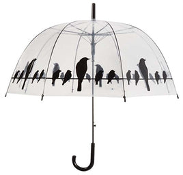 Merkloos Paraplu Vogels Op Draad Transparant / Zwart
