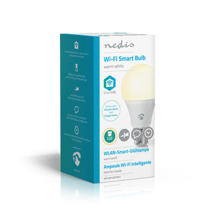 Nedis Wifilw12Wtb22 Smartlife Led Bulb Wi-Fi B22 800 Lm 9 W Warm Wit 2700 K Energieklasse: A+ Android&Trade; &amp; Ios A60