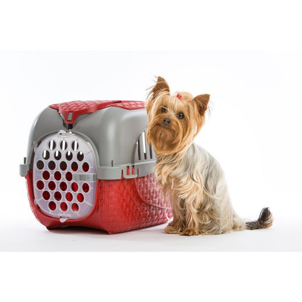 Bama Pet Transportbox 59X38X37 Cm Rood/Zilver