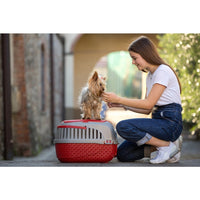 Bama Pet Transportbox 59X38X37 Cm Rood/Zilver