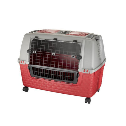Bama Pet Transportbox Met Wieltjes 88X52X60 Cm Rood/Grijs