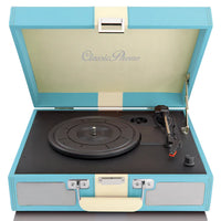 CLM CLASSIC PHONO TT-33 Blue - Koffer Platenspeler met ingebouwde speakers en riemaandrijving - Blauw