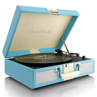 CLM CLASSIC PHONO TT-33 Blue - Koffer Platenspeler met ingebouwde speakers en riemaandrijving - Blauw