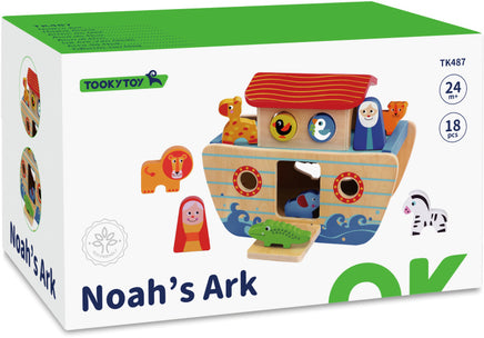 Tooky Toy Noah's Ark Houten Vormenboot 24 Maanden 18-Delig