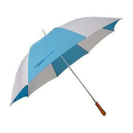 Basic Golf Paraplu Met Metalen Stang &amp; Ergonomisch Handvat Blauw/Wit 96 Cm