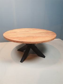 Black Iron Center Table Wooden Top