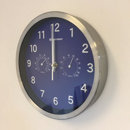 BeoXL - Wandklok Temperatuur en hygro meter  Modern Design Blauw