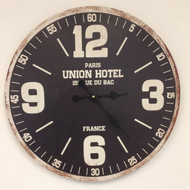 BeoXL - Wandklok UNION HOTEL ZWART RETRO INDUSTRIEEL DESIGN