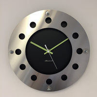 BeoXL - Wandklok mecanica zwart & silver green wit pointer modern dutch design handgemaakt 40 cm