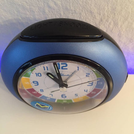 BeoXL - Kinderwekker met klok leer functie in blauw