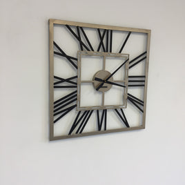 BeoXL - Wandklok SQUARE BLACK & GOLD modern industrieel design