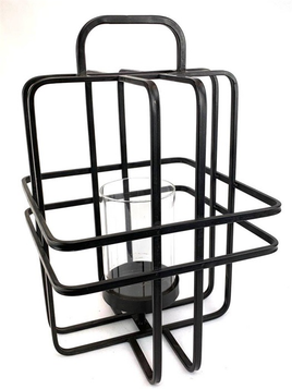 Metal Black Candleholder Frame with Glass