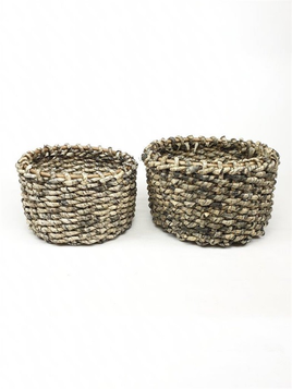 Set of 2 Grey corn rope basket