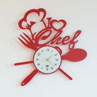 BeoXL - Wandklok Modern Italiaans ontwerp "I love chef"