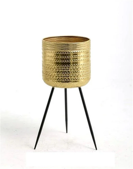 Gold Metal Pot on 3 Black Legs