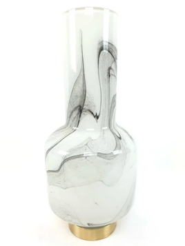 Glass Pipe Vase Metal Base Marble