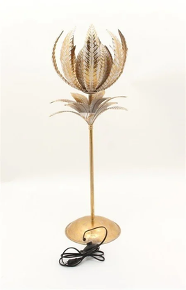 Lamp metal gold with leaves